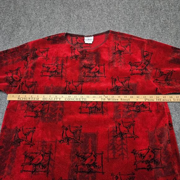 Vtg Artisans Sunschein Designs Cardinal Sweater XL Birds Red Black Made in USA - Picture 6 of 8